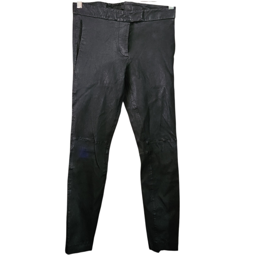 J. Crew Ryder Lamb Leather Black Pants Size 2